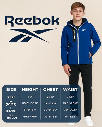 Reebok Boys Winter Coat - Lightweight Insulated Puffer Jacket - Wind & Water Resistant Quilted Hooded Winter Jacket for Boys, Size 10-12, Navy - Image 2