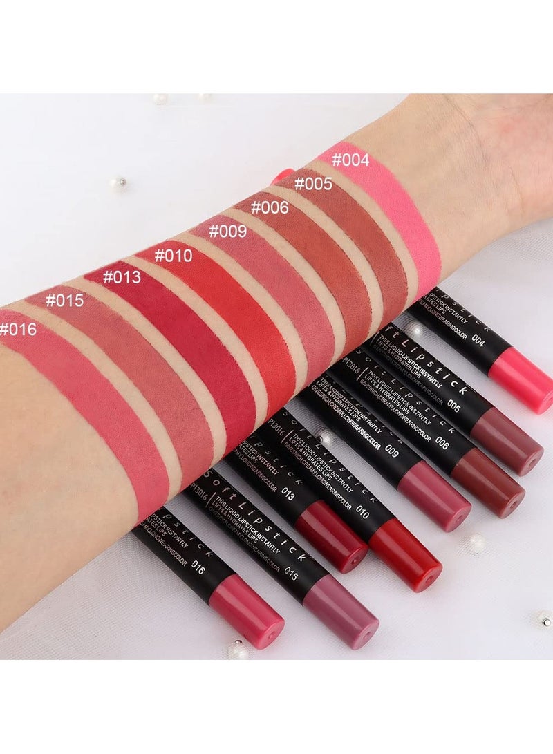 DNM 8Pcs Nude Pink Beige Ruby Rose Red Brown Mauve Matte Lipstick and Lip Crayon Lip Liner Pencil Pen Set for Women mate magicos 24 horas originales pintalabios permanente 24 horas - Image 3