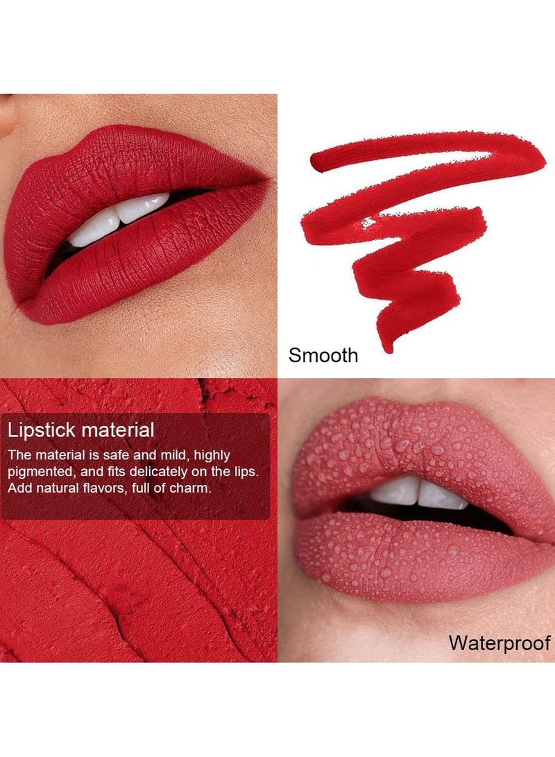 DNM 8Pcs Nude Pink Beige Ruby Rose Red Brown Mauve Matte Lipstick and Lip Crayon Lip Liner Pencil Pen Set for Women mate magicos 24 horas originales pintalabios permanente 24 horas - Image 5