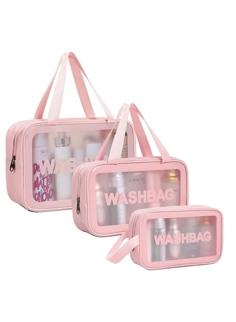 3pcs Clear Cosmetic Bag - Travel Cosmetic Bag for Women Girls - Travel Makeup Bag - Small Toiletry Bags PVC Plastic - Waterproof Cosmetic Wash Bag Zipper Makeup Bag for Women - Image 1