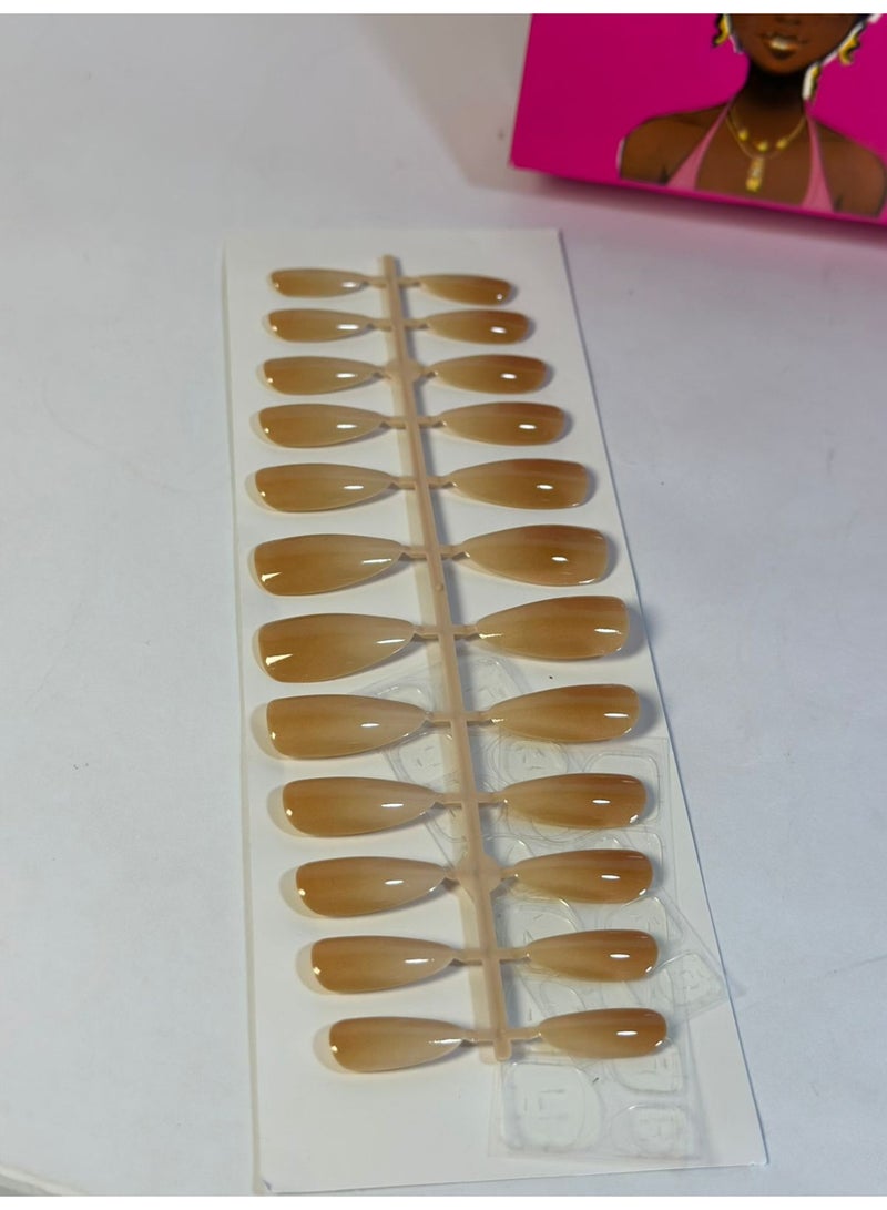 24Pcs(1Sheet)  Press on Nails Almond - Nails Glossy Nail Press Ons Full Cover, Acrylic Nail Extensions Professional Salon and Home DIY Art- - Image 4