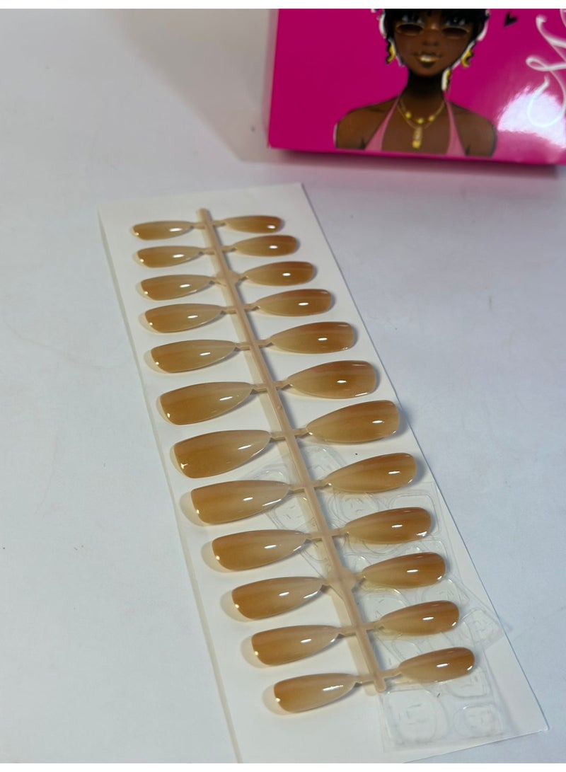 24Pcs(1Sheet)  Press on Nails Almond - Nails Glossy Nail Press Ons Full Cover, Acrylic Nail Extensions Professional Salon and Home DIY Art- - Image 3