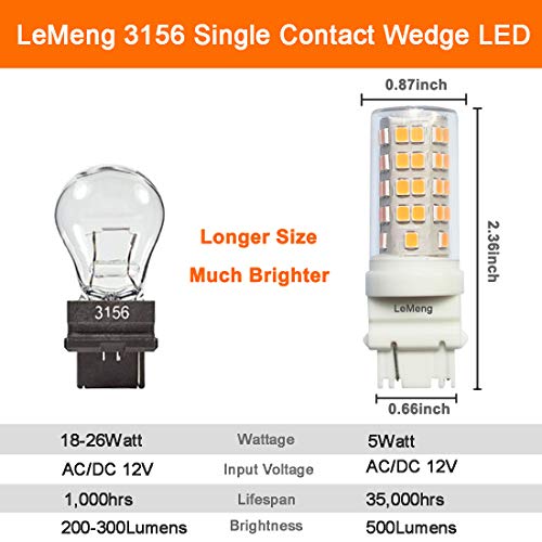 LEMENG 5Watt S8 3156 Wedge Base LED Light Bulb 12VAC/DC Low Voltage(2700K Warm White) 500Lumens,35-50watt Halogen Equivalent,Outdoor Landscape Pathway Driveway Deck Step Paver Lighting-6 Pack - Image 2