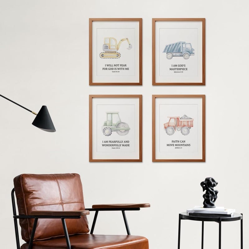 ETVISO Toddler Boy Room Decor Set of 4, Kids Wall Art Inspirational Bible Verse Wall Decor, Tool Car Poster for Baby Boys Kids Room Bedroom Playroom Nursery Decoration, 8x10 (Unframed) - Image 2