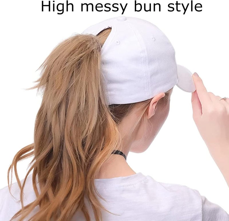 ProMindFun Womens Pony Hat High Ponytail Baseball Cap Girls Messy Bun Caps Camouflage Trucker Bad Hair Day Adjustable Dad Hat - Image 3