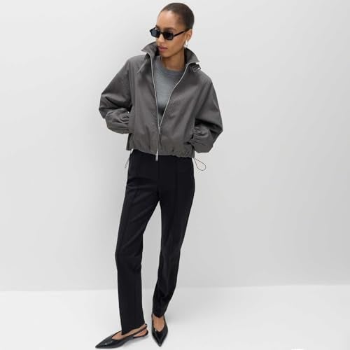 Marks & Spencer Solid Black Viscose Womens Jersey Twill Straight Leg Trousers - Image 3