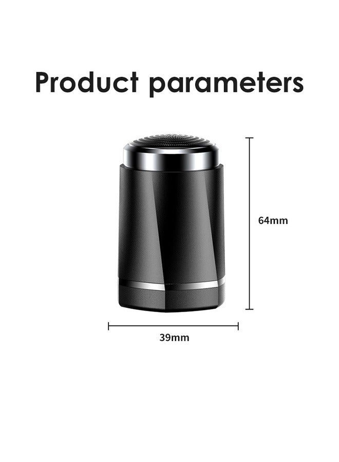 ماكينات حلاقة كهربائية صغيرة ، أداة تشذيب اللحية USB قابلة لإعادة الشحن بزر واحد ، شفرات حلاقة برقائق الجيب (أسود) - Image 2