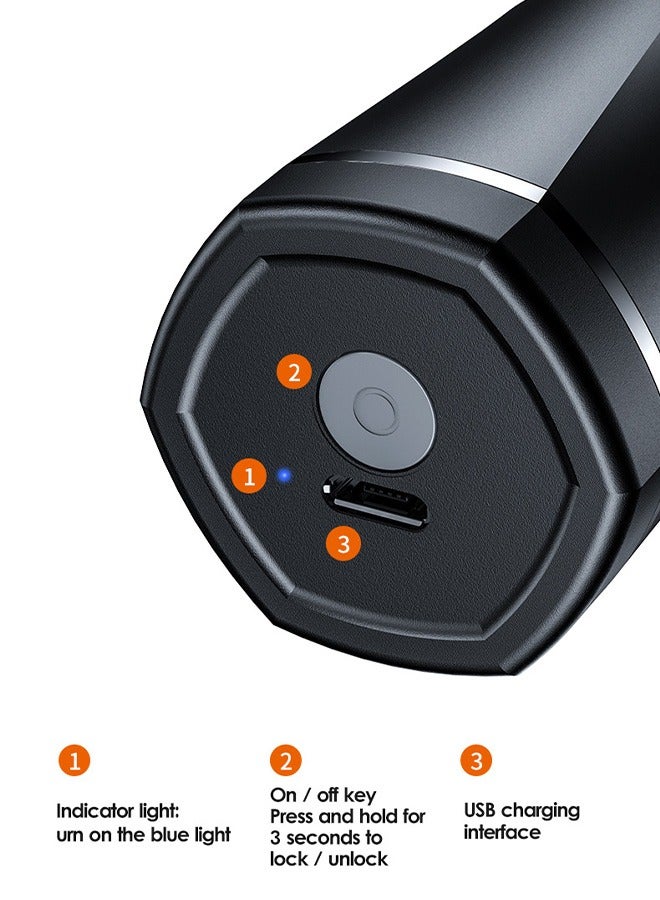 ماكينات حلاقة كهربائية صغيرة ، أداة تشذيب اللحية USB قابلة لإعادة الشحن بزر واحد ، شفرات حلاقة برقائق الجيب (أسود) - Image 4