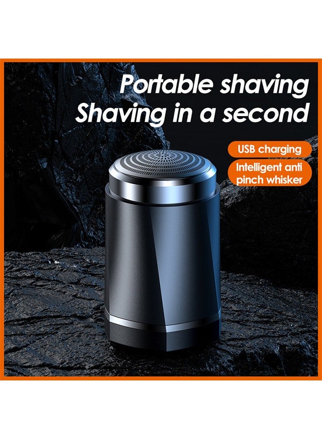 ماكينات حلاقة كهربائية صغيرة ، أداة تشذيب اللحية USB قابلة لإعادة الشحن بزر واحد ، شفرات حلاقة برقائق الجيب (أسود) - Image 5