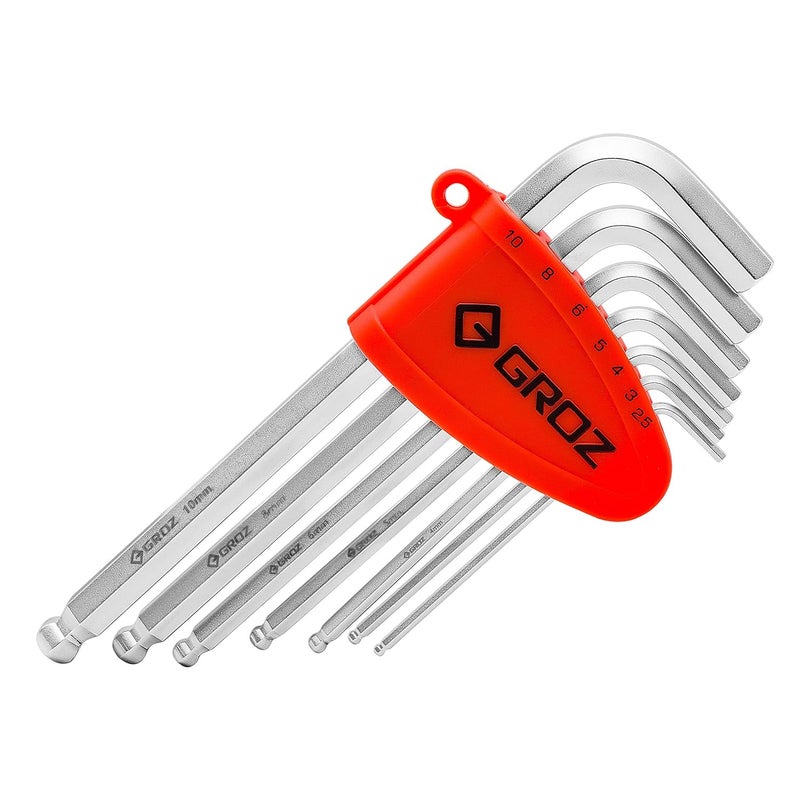 GROZ ALNHXBL7LGRZ S2 Steel 7 Piece Set Hex Keys Long Ball End For Mechanics And Technicians - Image 2