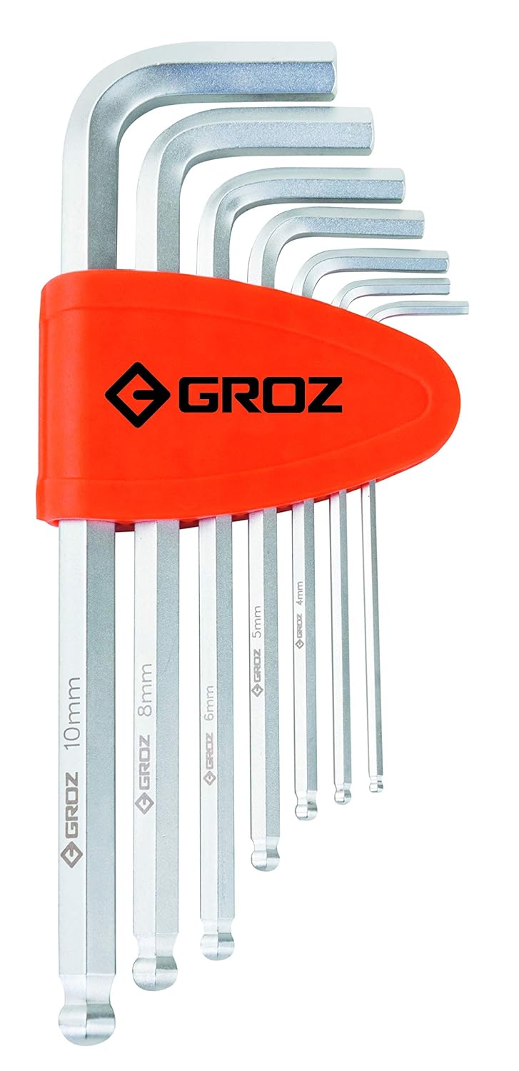 GROZ ALNHXBL7LGRZ S2 Steel 7 Piece Set Hex Keys Long Ball End For Mechanics And Technicians - Image 1