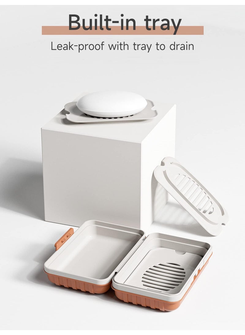 Leakproof Travel Soap Dish with Draining Tray and Lid - Portable Soap Bar Holder for Travel, Gym, Bathroom - Image 2