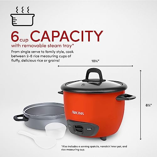 AROMA® 3-Cup (UnCooked) / 1.5Qt / 6-Cup Cooked Rice & Grain Cooker (ARC-743-1NGOR) - Image 4