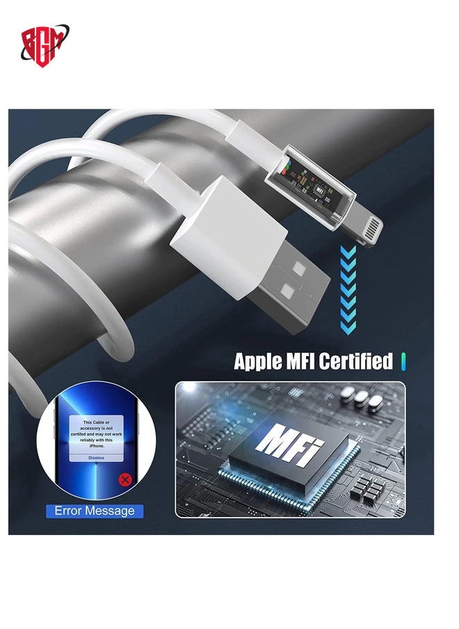 BGM - iPhone Charger Cable 1m , 3Pack [Apple MFi Certified] Long Lightning to USB Cable 1 meter, Apple Fast Charging Lead for Apple iPhone 13 Pro/12 Pro Max/12 Mini/11/X/XS/XR/XS Max/8/8 Plus/7/6/iPad - Image 1