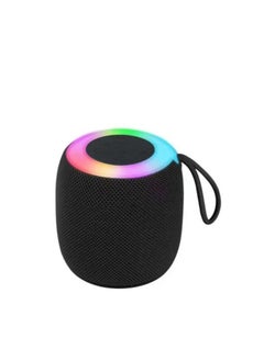 Wireless Bluetooth Speaker Subwoofer Outdoor Portable Car Home Atmosphere Desktop Small Mini Speaker with RGB light support Radio ,TF card, flash memory - Black