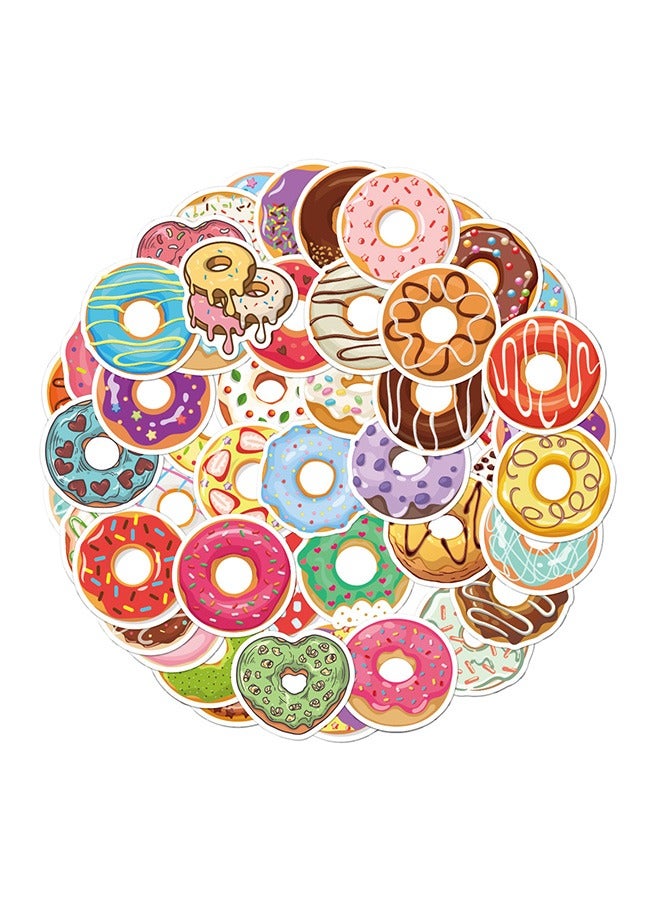 50-Piece Doughnut Cartoon Stickers Vinyl Aesthetic Sticker Laptop Stickers for Skateboard Guitar Travel Case Graffiti Sticker Door Luggage Car Bike Bicycle for Kids Teens Girls Adults - Image 1