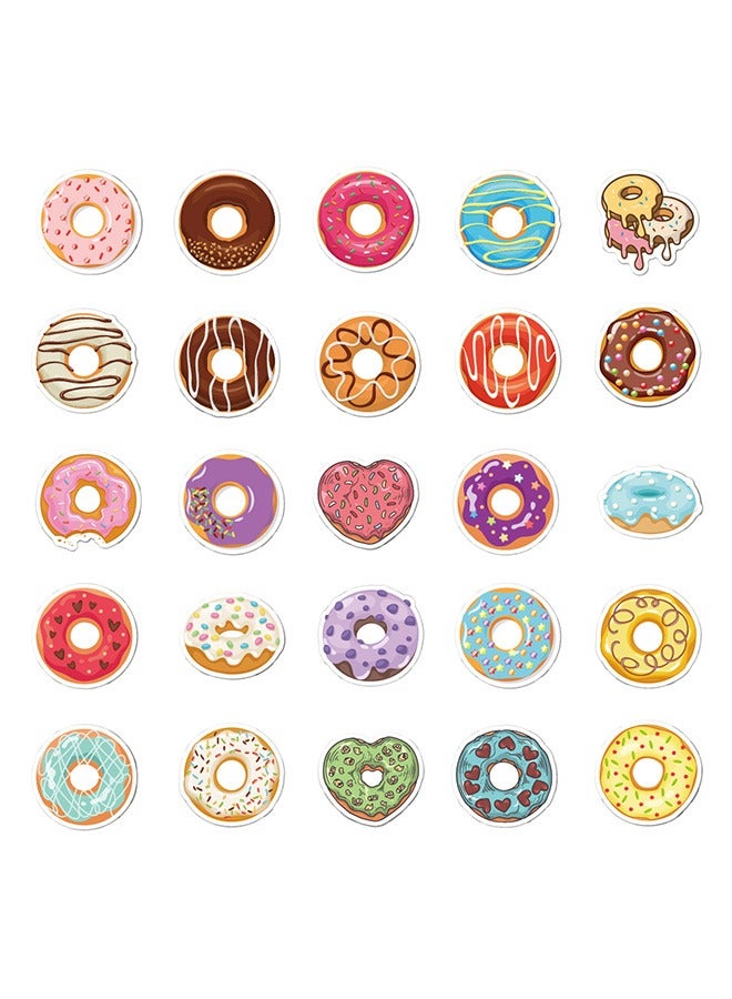 50-Piece Doughnut Cartoon Stickers Vinyl Aesthetic Sticker Laptop Stickers for Skateboard Guitar Travel Case Graffiti Sticker Door Luggage Car Bike Bicycle for Kids Teens Girls Adults - Image 3