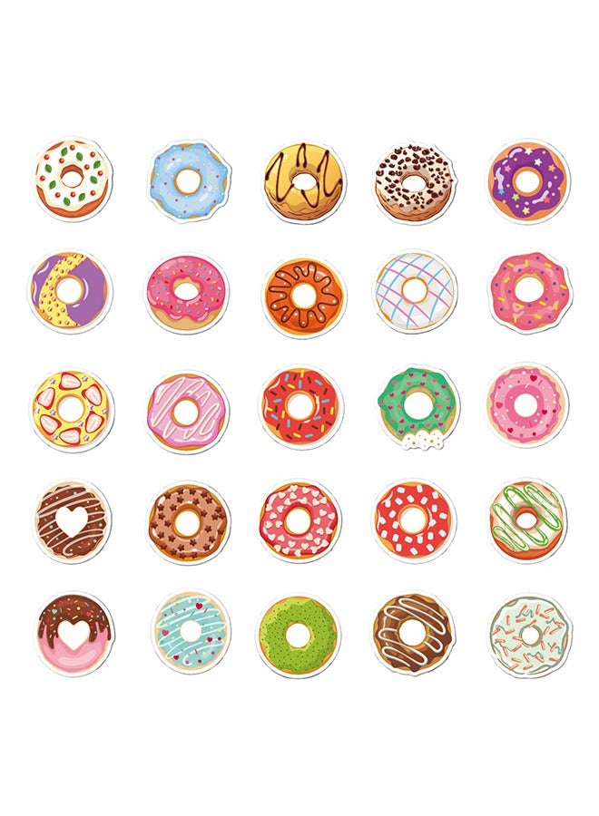 50-Piece Doughnut Cartoon Stickers Vinyl Aesthetic Sticker Laptop Stickers for Skateboard Guitar Travel Case Graffiti Sticker Door Luggage Car Bike Bicycle for Kids Teens Girls Adults - Image 2