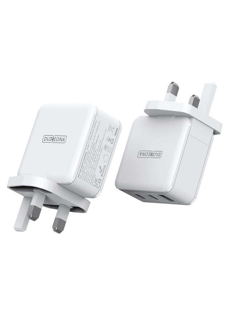 DUZZONA GaN PD65W Fast Charger, Dual Type-C Ports + Single USB-A Port, Multi-Protocol Compatibility, Suitable for Phones, Laptops, Gaming Consoles  - Image 2