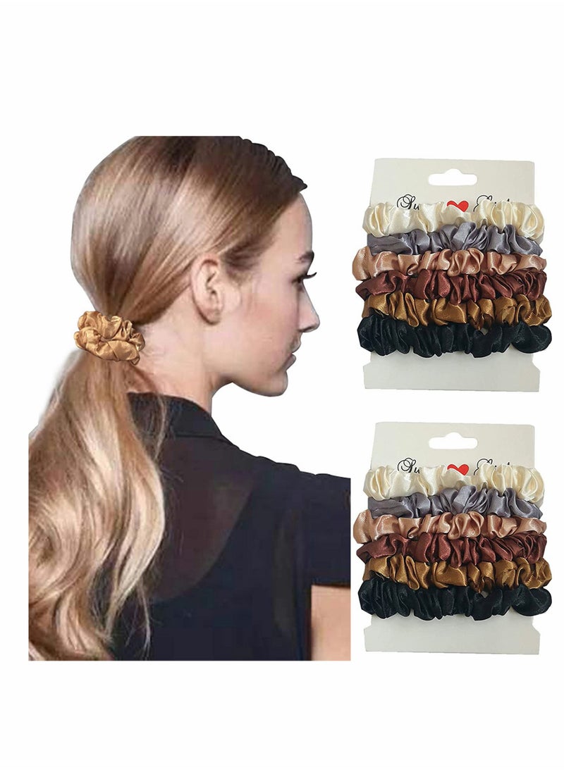 Y&D Satin Hair Scrunchies Silk Ponytail Holder Elastic 12pcs Bands Ties Accessories for Girls Women  - Image 2
