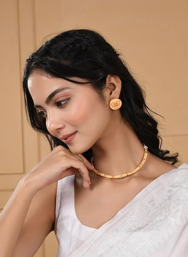 VOYLLA Enamelled Elegance Gold Plated Jewellery Set