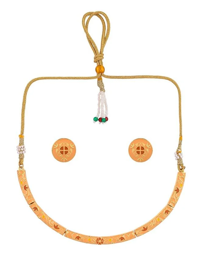 VOYLLA Enamelled Elegance Gold Plated Jewellery Set