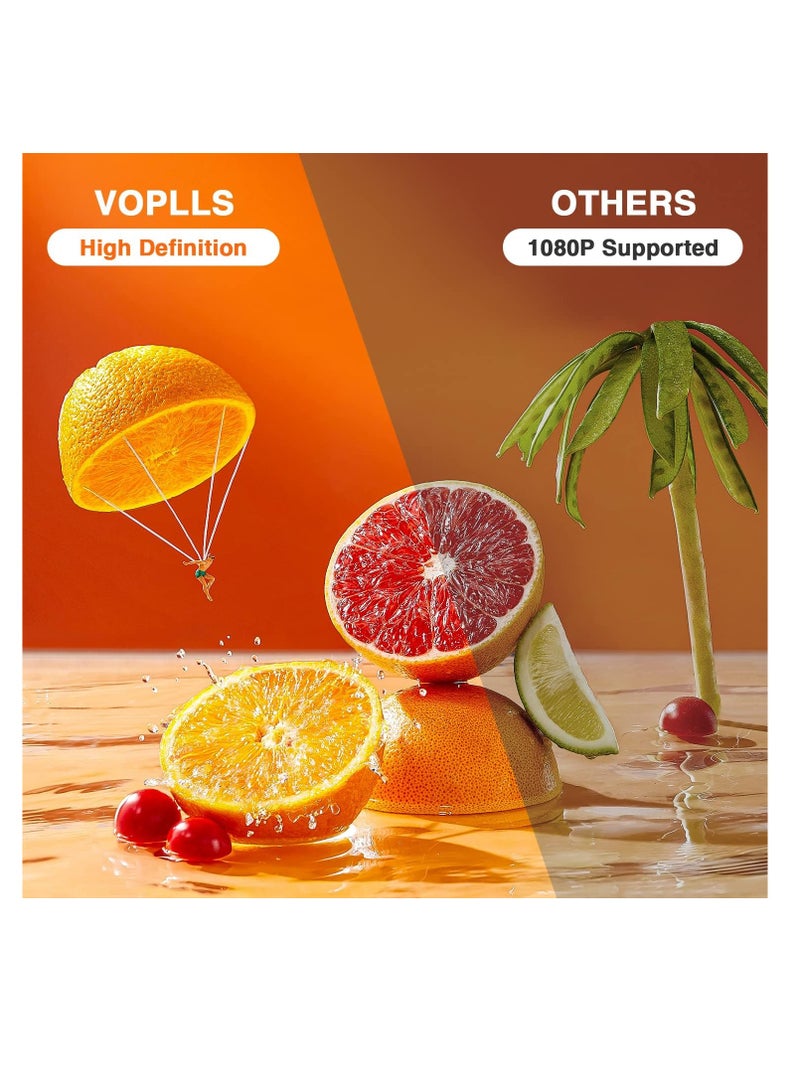 VOPLLS Mini Projector, 1080P Full HD Supported Video Projector, Portable Outdoor Home Theater Movie Projector, 50% Zoom, Compatible with HDMI, USB, AV, Smartphone/Tablet/Laptop (Small Projector) | ‎N3 | FCGD - Image 2