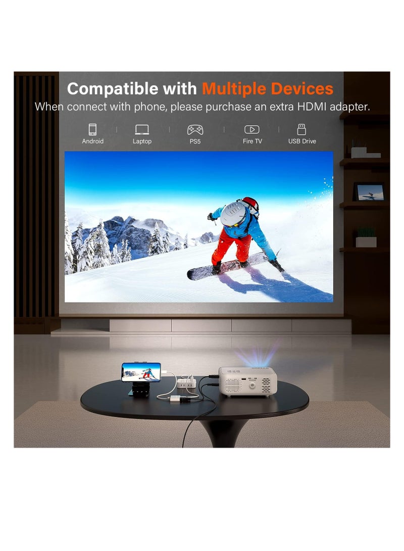 VOPLLS Mini Projector, 1080P Full HD Supported Video Projector, Portable Outdoor Home Theater Movie Projector, 50% Zoom, Compatible with HDMI, USB, AV, Smartphone/Tablet/Laptop (Small Projector) | ‎N3 | FCGD - Image 5