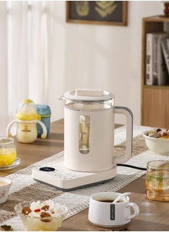 Glass Electric Tea Kettle, 1.2L Health- Care Beverage Tea Maker and Kettle, ceramic & Glass Brew Cooker Master,7-in-1 Programmable, Warming Function,Easy to Clean, for Tea and coffee