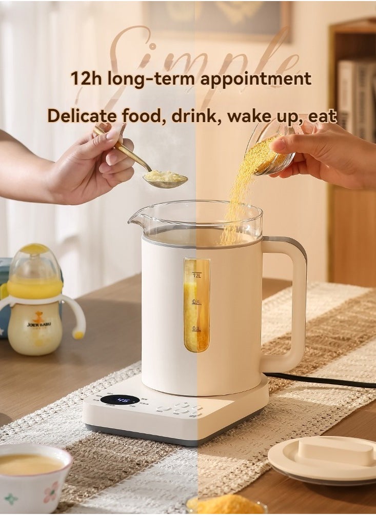 XiuWoo - Glass Electric Tea Kettle, 1.2L Health- Care Beverage Tea Maker and Kettle, ceramic & Glass Brew Cooker Master,7-in-1 Programmable, Warming Function,Easy to Clean, for Tea and coffee - Image 1
