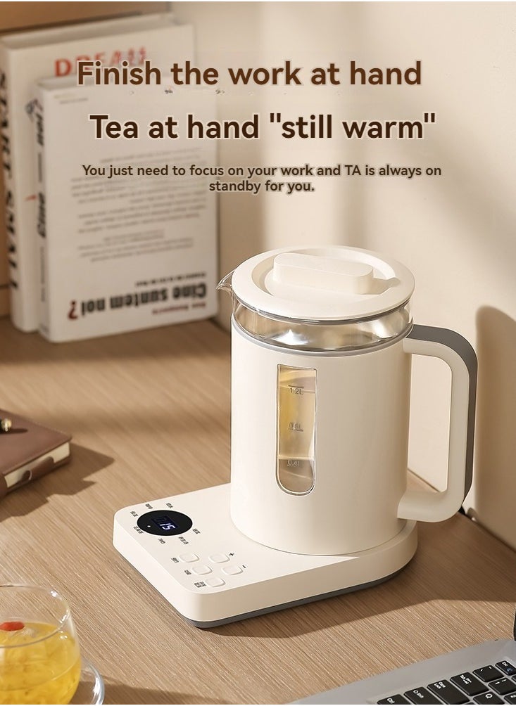 XiuWoo - Glass Electric Tea Kettle, 1.2L Health- Care Beverage Tea Maker and Kettle, ceramic & Glass Brew Cooker Master,7-in-1 Programmable, Warming Function,Easy to Clean, for Tea and coffee - Image 1