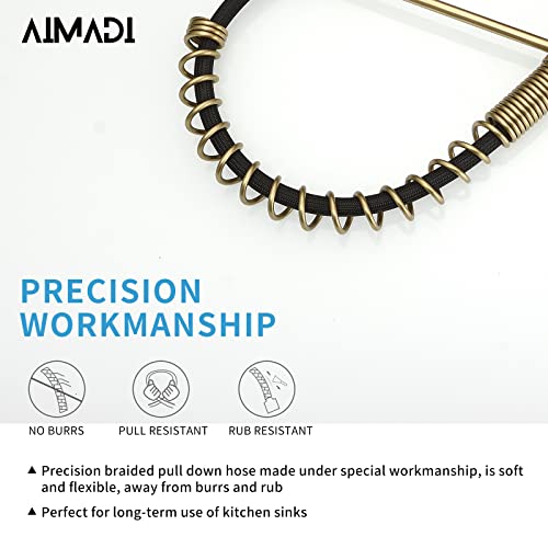AIMADI Gold Kitchen Faucet with Sprayer,AIMADI Modern Single Handle Spring Brushed Gold Pull Down Kitchen Faucet with LED Light - Image 4