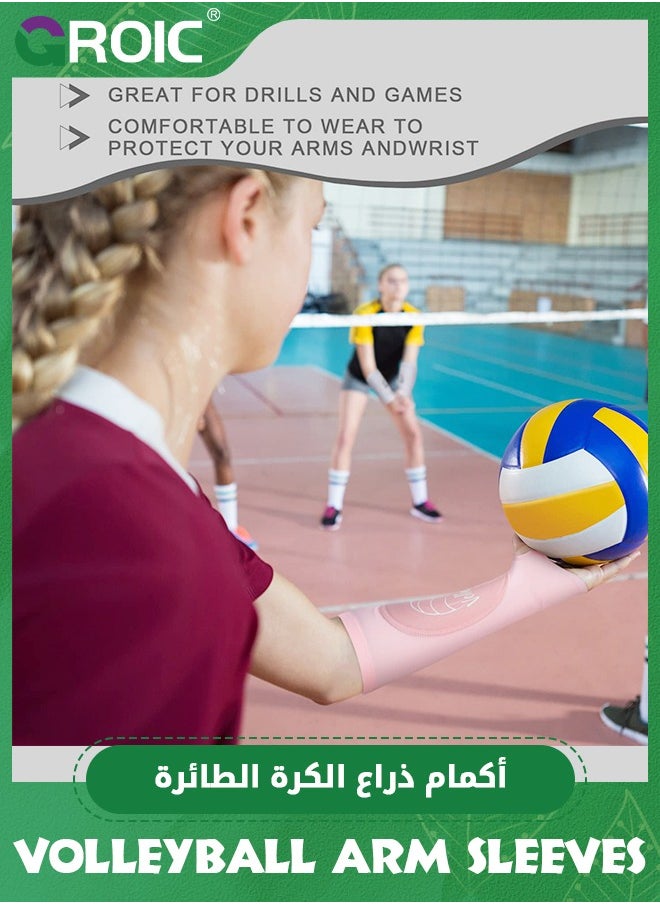 GROIC 2 Pair Volleyball Arm Guards Arm Sleeves, Volleyball Arm Sleeves Volleyball Pads Forearm Elbow Sleeve Volleyball Train Accessories with Protection Pad Thumb Hole for Kids & Adults  - Image 4