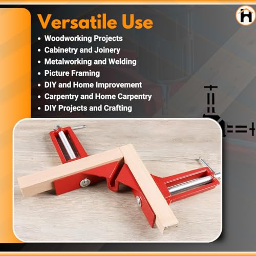 Homdum 90 Degree Corner Clamp DIY Woodworking Framing Holder Tool for Right Angle Picture Frame Clamping with one finger rotating screw jaw Pack of 2 Pieces - Image 3