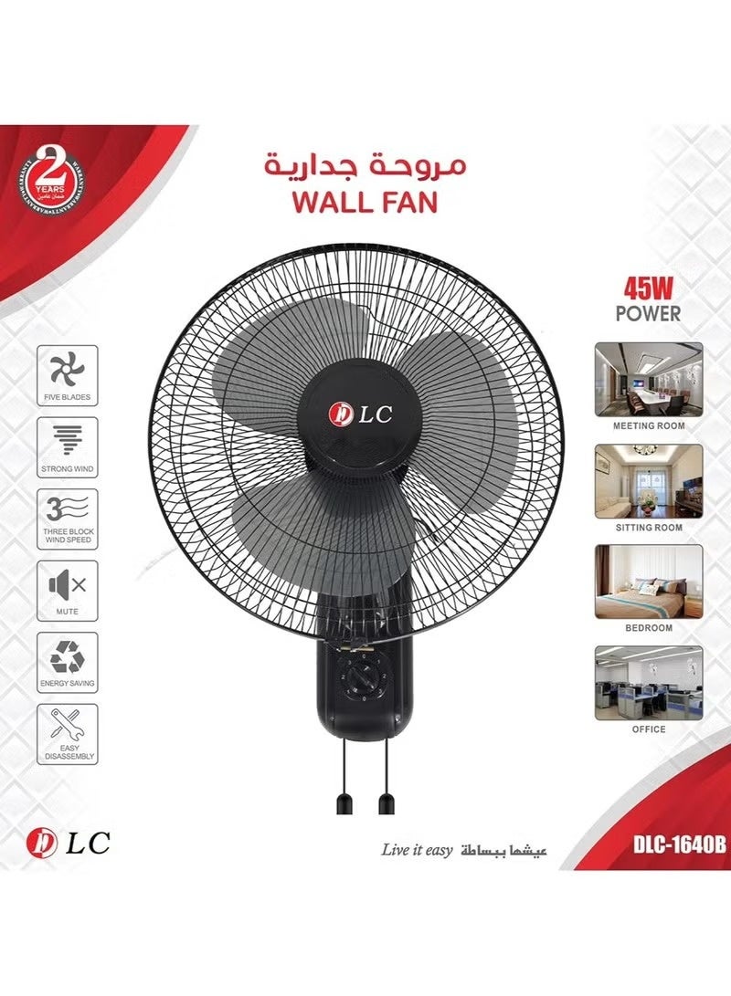 DLCCREATION 40W 3-Blade Wall Fan with Smooth Airflow - Portable and Easy to Take Anywhere - Image 1