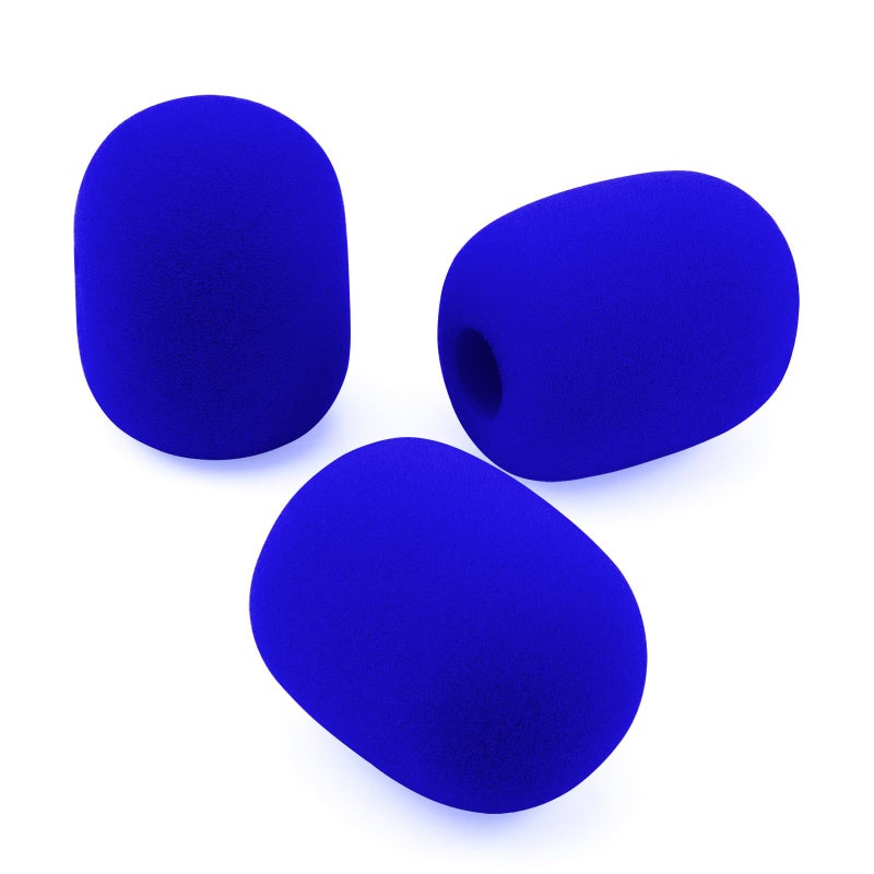 LEFXMOPHY Cloud II Mic Foam Replacement for HyperX Cloud 2 / Alpha/Alpha S/Mix/Core Gaming Headphone/Cloud Chat Headset Microphone Pop Filter Cover, 3 pack Blue Color Hyper X Windscreen - Image 1