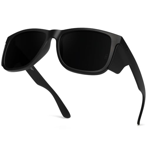 MAXJULI XXL Size Z87 Sunglasses with Side Shield for Big Wide Heads Men TR90 Ultralight UV400 Protection Glasses Z8806XXL-S（Black/Super Dark - Image 4