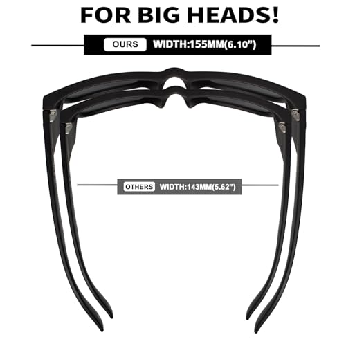 MAXJULI XXL Size Z87 Sunglasses with Side Shield for Big Wide Heads Men TR90 Ultralight UV400 Protection Glasses Z8806XXL-S（Black/Super Dark - Image 3