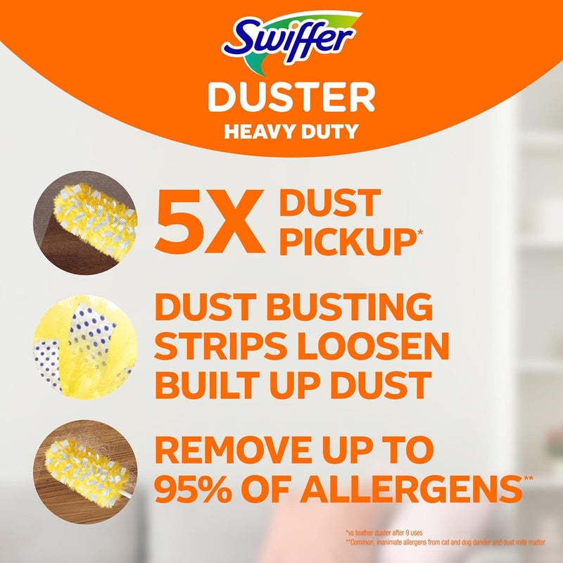 Swiffer Duster Heavy Duty Dusting Kit, Cleaning Supplies, 3 ft Extended Handle, 1 Duster, 12 Refills - Image 2