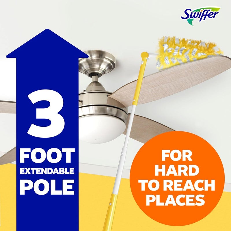 Swiffer Duster Heavy Duty Dusting Kit, Cleaning Supplies, 3 ft Extended Handle, 1 Duster, 12 Refills - Image 5