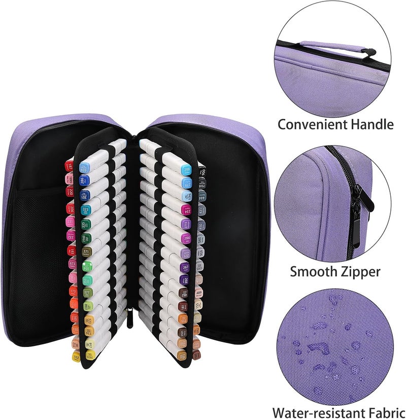 BOMKEE 60 Marker Organizer Case, Large 60 Marker Case, Large Capacity Marker Storage Case, Pen Case, Pencil Case with Carry Handle - Image 4