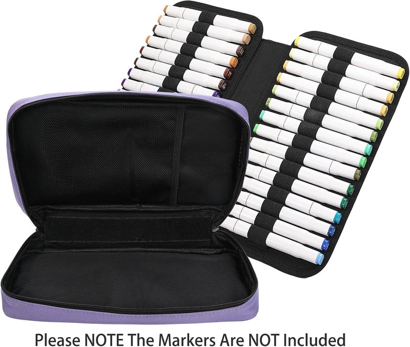 BOMKEE 60 Marker Organizer Case, Large 60 Marker Case, Large Capacity Marker Storage Case, Pen Case, Pencil Case with Carry Handle - Image 5