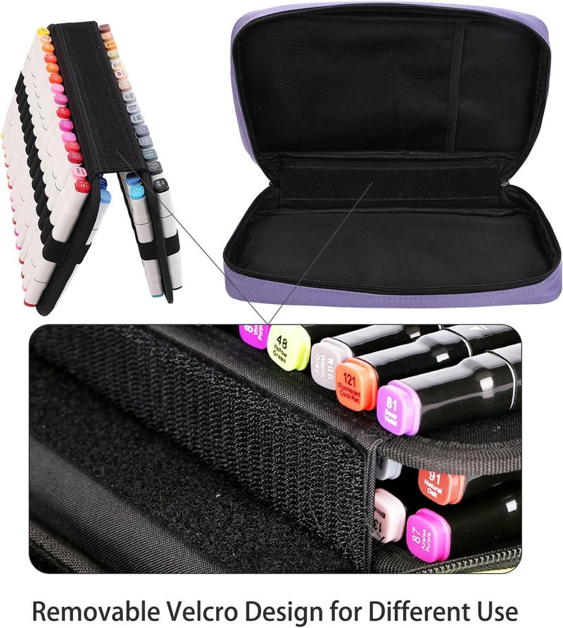 BOMKEE 60 Marker Organizer Case, Large 60 Marker Case, Large Capacity Marker Storage Case, Pen Case, Pencil Case with Carry Handle - Image 2
