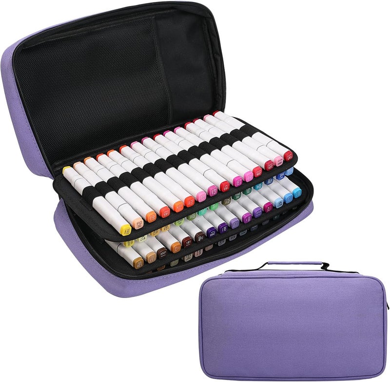 BOMKEE 60 Marker Organizer Case, Large 60 Marker Case, Large Capacity Marker Storage Case, Pen Case, Pencil Case with Carry Handle - Image 1
