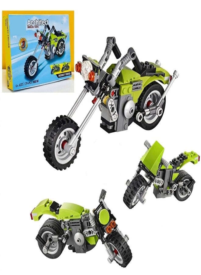 Ruzarth Motorcycle Building Blocks Kit for Kids 6+, 129 PCS STEM Construction Toy, DIY Chopper Bike Model Building Set, Educational Bricks, Creative Learning Toy Gift for Boys Girls - Image 1