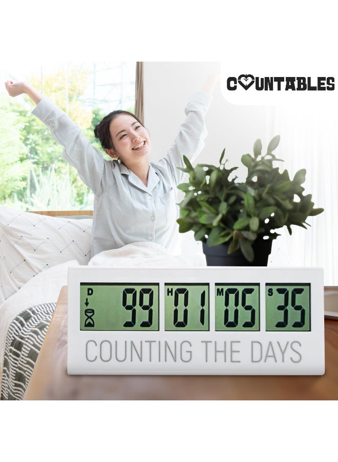 Countables ساعة العد التنازلي Countables - حتى 999 يومًا - مؤقت رقمي LCD سهل الإعداد والقراءة قابل لإعادة الاستخدام للمتقاعدين، الزفاف، عيد الميلاد، العطلات، تاريخ ولادة الطفل، عيد الميلاد والمزيد - Image 4