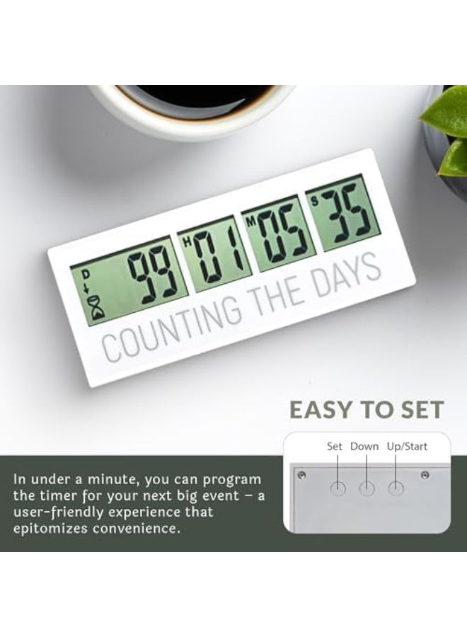 Countables ساعة العد التنازلي Countables - حتى 999 يومًا - مؤقت رقمي LCD سهل الإعداد والقراءة قابل لإعادة الاستخدام للمتقاعدين، الزفاف، عيد الميلاد، العطلات، تاريخ ولادة الطفل، عيد الميلاد والمزيد - Image 2