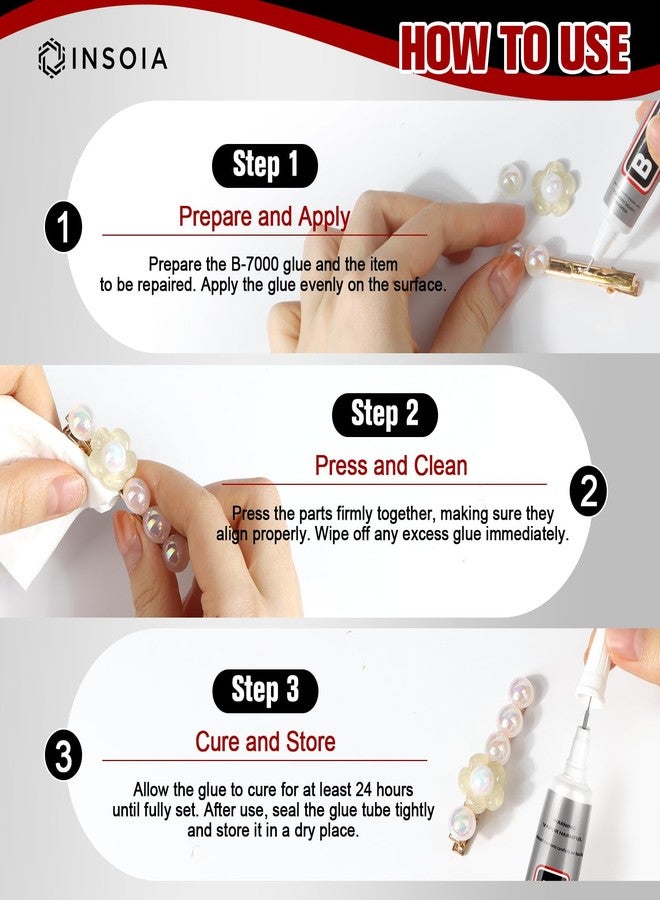 INSOIA B7000 Rhinestone Glue Clear 10 PCS 15ml - Strong Transparent No Trace Jewelry Glue with Precision Tip, Quick Dry Multi-Purpose Adhesive for Making Nail Makeup Fabric Shoes Craft Phone Repair - Image 5