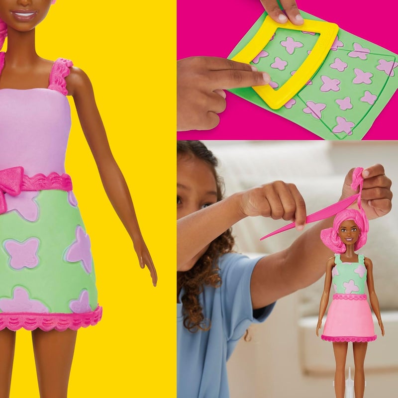 Play-Doh مجموعة حفلة حديقة باربي من بلاي دو، اصنع ملابس الدمى مع مركب النمذجة و 10 ملحقات أزياء، فنون وحرف للبنات والأولاد 5+ - Image 4