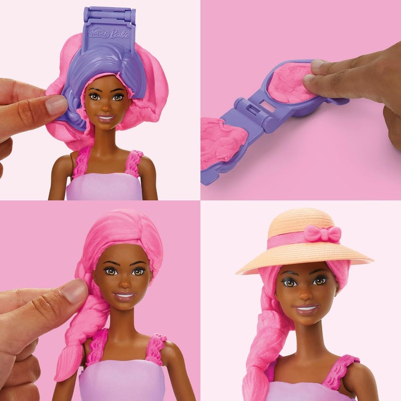Play-Doh مجموعة حفلة حديقة باربي من بلاي دو، اصنع ملابس الدمى مع مركب النمذجة و 10 ملحقات أزياء، فنون وحرف للبنات والأولاد 5+ - Image 3